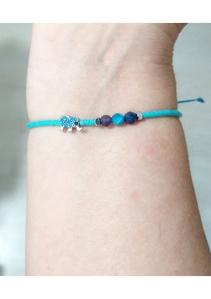 Ametist Apatit Lapis Lazuli ve Hematit Doğaltaşlı Zirkon Taşlı Fil Miyuki Boncuklu Bileklik