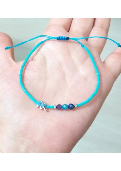 Ametist Apatit Lapis Lazuli ve Hematit Doğaltaşlı Zirkon Taşlı Fil Miyuki Boncuklu Bileklik
