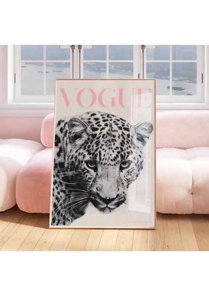 Çerçevesiz Pembe Leopar Duvar Posteri Siyah ve Beyaz Trend Moda Ofis Dekoru Estetik fırsatları