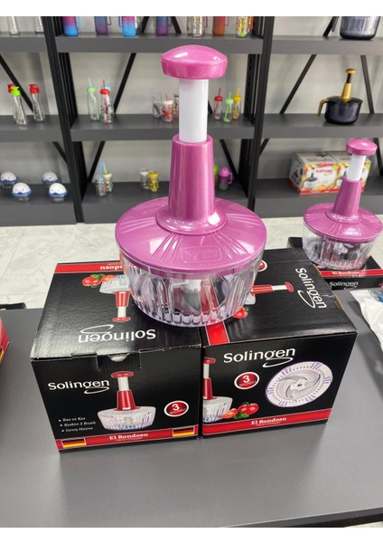 P-Design Solingen 3 Bıçaklı Paslanmaz Çelik Basmalı El Rondosu Baskes Manuel Sebze Meyve Doğrayıcı Pembe Renk fiyatları