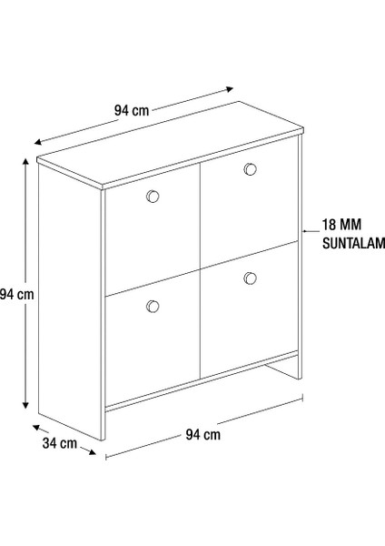 4 Kapaklı Çok Amaçlı Dolap - Küp Ayakkabı Dolabı indirimleri