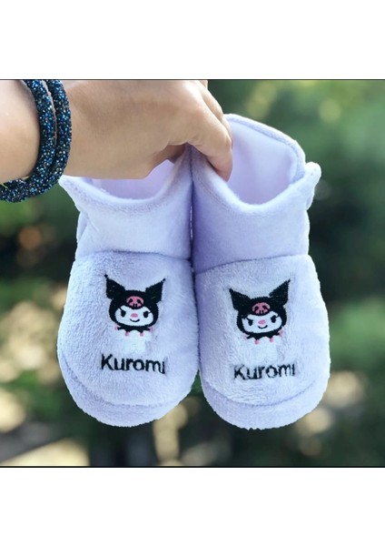 Kız Çocuk Kuromi Panduf Yandan Cırtlı Kaydırmaz Taban Anaokulu Kreş Ev Ayakkabısı