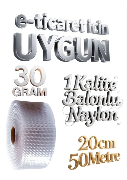 20 cm x 50 Metre Balonlu Naylon Patpat Havalı Eşya Taşıma Koruma Naylonu