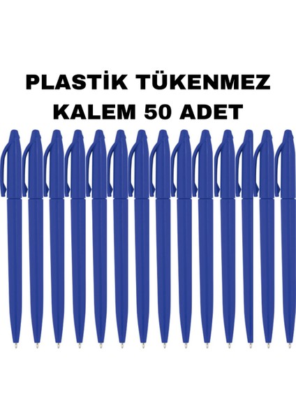 Plastik Tükenmez Kalem 50 Adet Tükenmez Kalem Mavi Renk Yazmaktadır Çevirmeli fırsatları