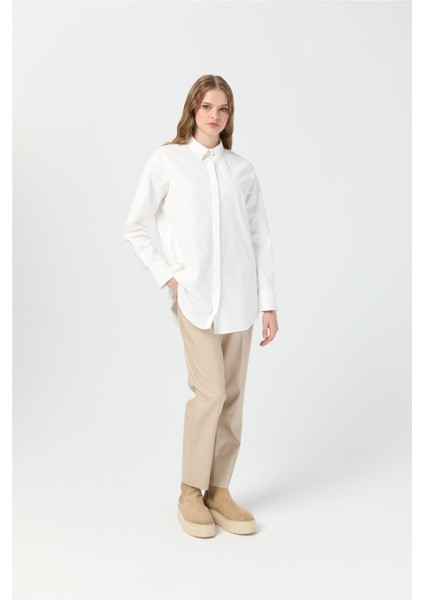 Milano Saten Arka Pileli Tunik Ekru modelleri