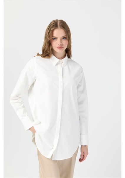 Milano Saten Arka Pileli Tunik Ekru fırsatları