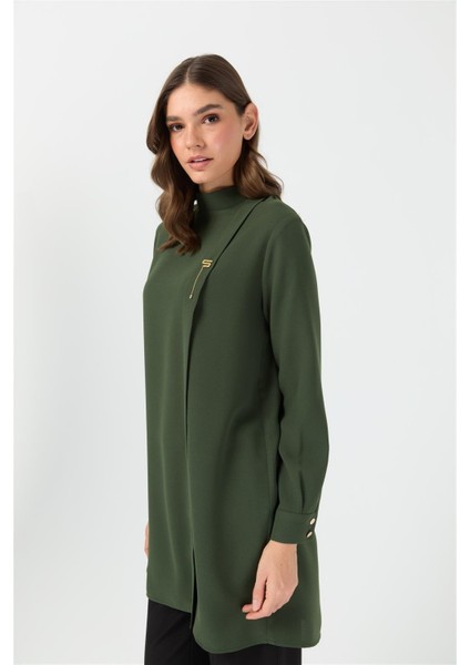 Pili Detaylı Tunik Haki modelleri