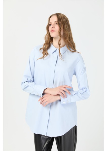 Milano Saten Arka Pileli Tunik Açık Mavi fırsatları