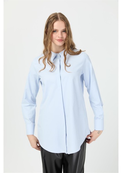 Milano Saten Arka Pileli Tunik Açık Mavi indirimleri