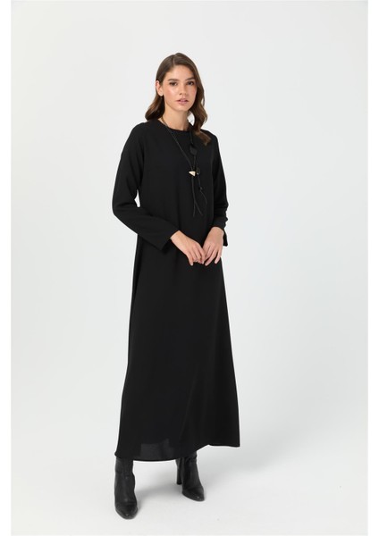 Rahat Kesim Kolyeli Elbise Siyah modelleri