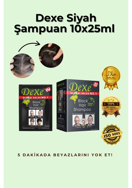 Siyah Şampuan Şaset 10x25ml | 5 Dakikada Kalıcı Saç Boyası (Tek Kullanımlık 10’lu)