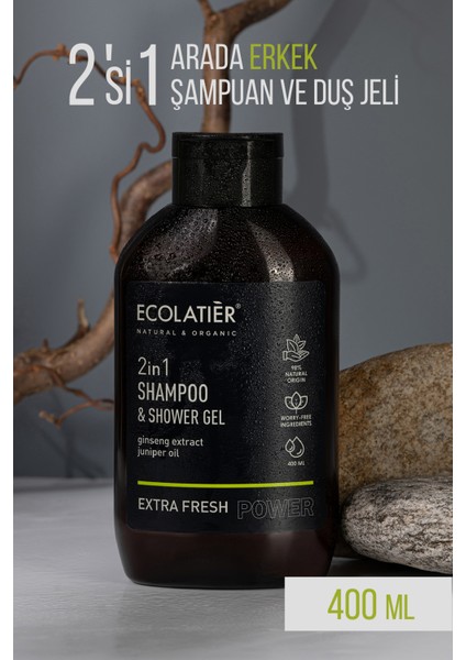 2'si 1 Arada Erkek Şampuan ve Duş Jeli Ekstra Ferah Ginseng, Dengeleyici, Aktif Detoks 400 ml /shampoo Shower Gel