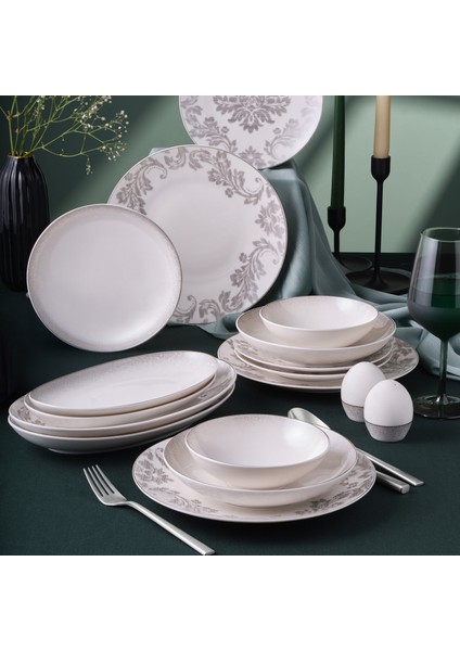 Porselen Camelia 54 Parça 12 Kişilik Yemek Takımı Gümüş 65781