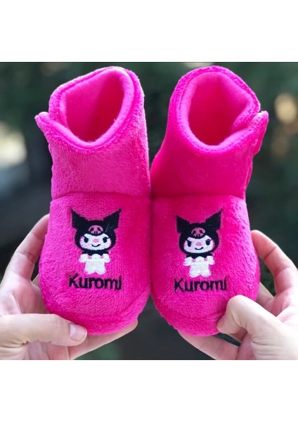 Kız Çocuk Kuromi Panduf Yandan Cırtlı Kaydırmaz Taban Anaokulu Kreş Ev Ayakkabısı