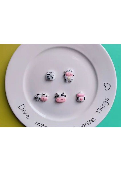 5 Adet Sevimli Inek Figürlü Magnet Set - Ayakkabı Aksesuarları -Telefon -Toka Aksesuarı fiyatları