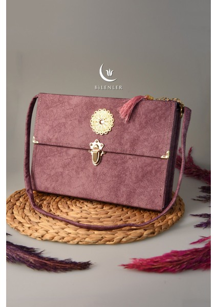 Askı Çantalı 30 Cüz Kur'an Seti Rahle Boy Lila Renk - Bilgisayar Hatlı Hatm-I Şerif