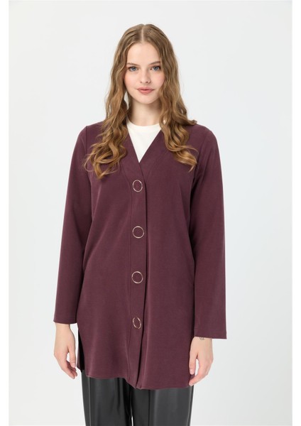 Halka Çıtçıtlı Hırka Bordo modelleri