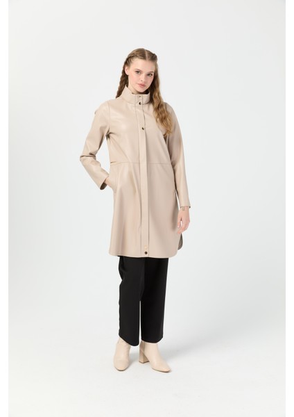 Içi Nubuk Kaplı Deri Ceket Mont Bej modelleri