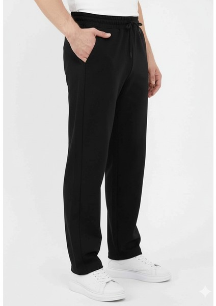 Erkek Siyah Düz Paça Eşofman Altı – Rahat Kalıp Günlük & Spor Kullanım Şık & Rahat Görünüm