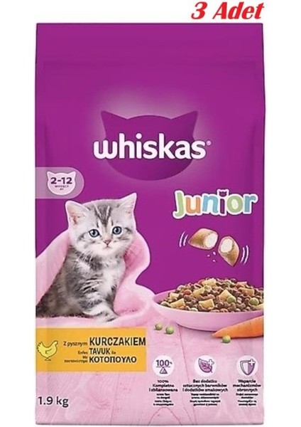 Junior Tavuklu Yavru Kuru Kedi Maması 1.9 Kg*3 Adet