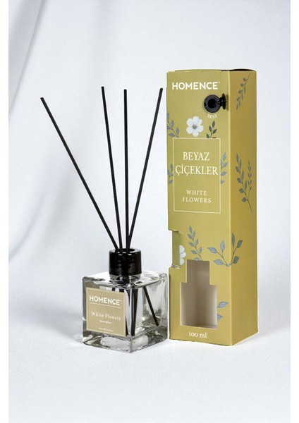 Beyaz Çiçekler Bambu Çubuklu Oda Kokusu 100 ml