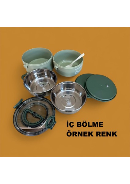 Çelik Beslenme Kabı Iki Katlı 1200ML Petrol Mavisi 1802 fiyatları