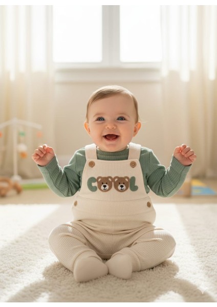 Erkek Bebek Waffle Kumaş Tulum