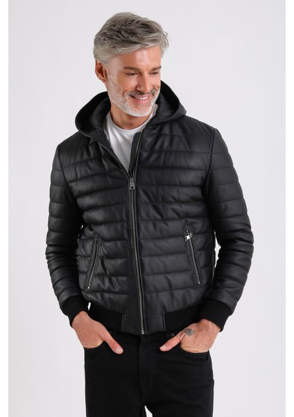 Alonso Erkek Kapüşonlu Deri Mont fiyatları