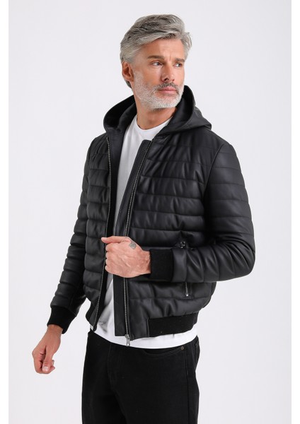 Alonso Erkek Kapüşonlu Deri Mont fırsatları