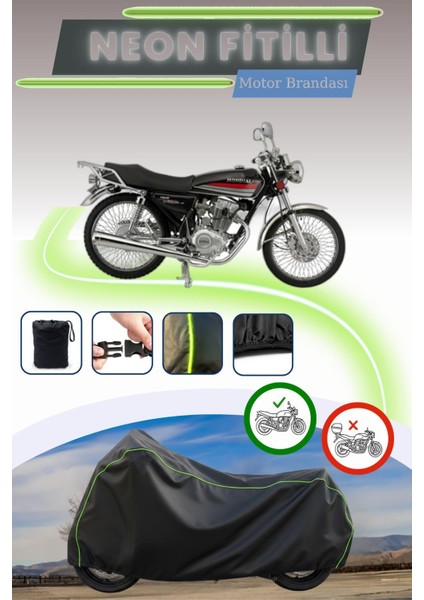 Siyah Neon Fitilli Mondial 175 Masti x Uyumlu Motor Brandası