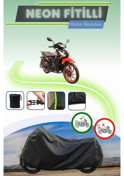 Siyah Neon Fitilli Arora Smart 50 x Uyumlu Motor Brandası