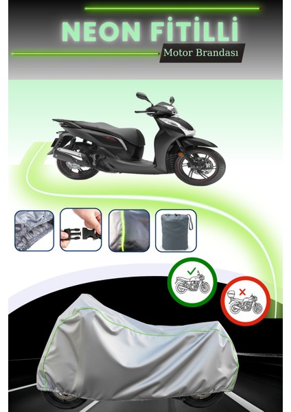 Gri Neon Fitilli Honda Sh 300 Uyumlu Motosiklet Brandası