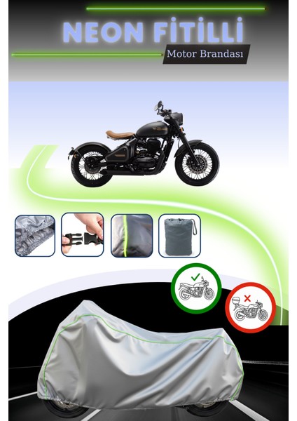 Gri Neon Fitilli Jawa Perak Uyumlu Motosiklet Brandası