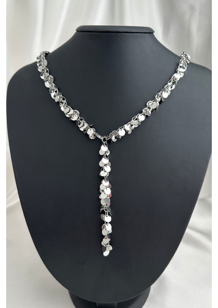 Altın Renk Pul Detaylı Işıltılı Ayarlanabilir Y Kolye (60CM)