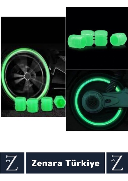 Tüm Otomobil Bisiklet Motosiklet Minibüslerle Uyumlu Kolay Montaj Fosforlu Sibop Kapağı 4 Adet modelleri