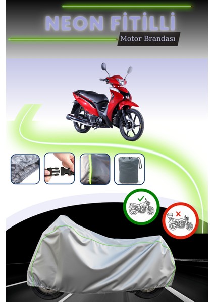 Gri Neon Fitilli Kuba SJ50 Pro Uyumlu Motosiklet Brandası