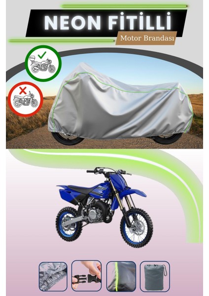 Gri Arka Çanta Uyumlu Neon Fitilli Yamaha Yz 85 Uyumlu Motosiklet Brandası