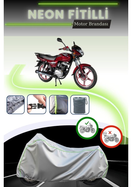 Gri Neon Fitilli Arora Ar 100-19 Elegant Uyumlu Motosiklet Brandası