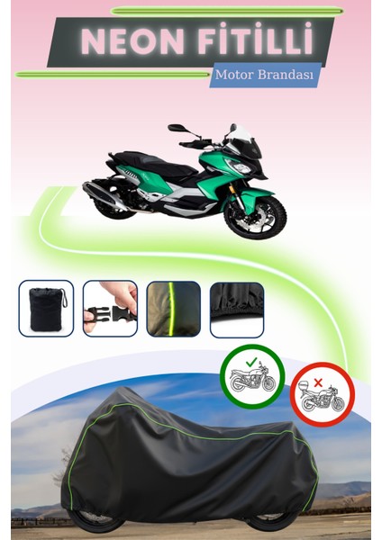 Siyah Neon Fitilli Peugeot XP400 Gt Uyumlu Motor Brandası