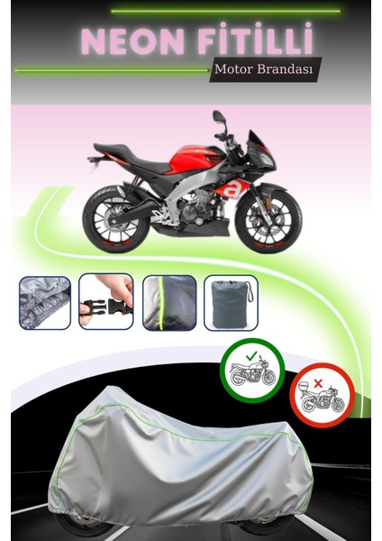Gri Neon Fitilli Aprilia Tuono 660 Uyumlu Motosiklet Brandası