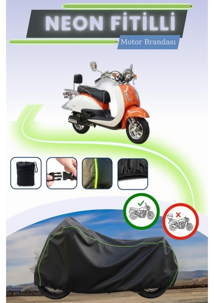 Siyah Neon Fitilli Asya As 125 T-2g Uyumlu Motor Brandası