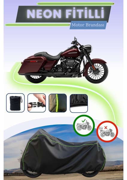 Siyah Neon Fitilli Harley Davidson Road King Special Uyumlu Motor Brandası