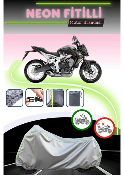 Gri Neon Fitilli Honda Cb 650 F Uyumlu Motosiklet Brandası