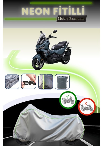 Gri Neon Fitilli Sym Adx 125 Uyumlu Motosiklet Brandası