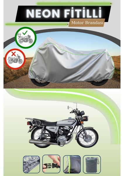 Gri Arka Çanta Uyumlu Neon Fitilli Kuba Çita 150R Uyumlu Motosiklet Brandası