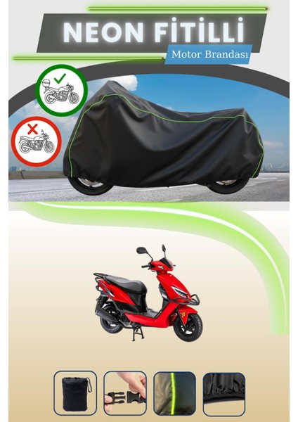 Siyah Arka Çanta Uyumlu Neon Fitilli Kanuni Nev 50 Uyumlu Motor Brandası