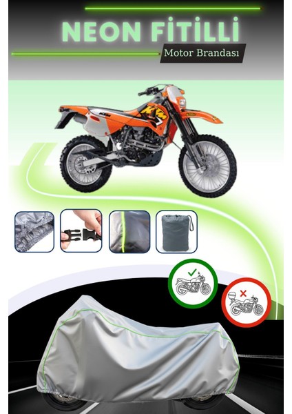 Gri Neon Fitilli Ktm 620 Sc Uyumlu Motosiklet Brandası