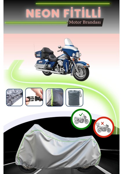 Gri Neon Fitilli Harley Davidson Ultra Classic Electra Glide Flhtcuı Uyumlu Motosiklet Brandası