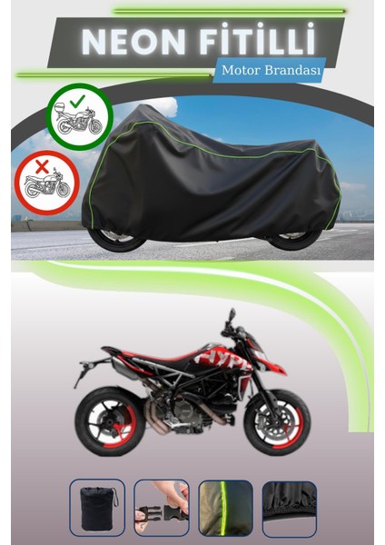 Siyah Arka Çanta Uyumlu Neon Fitilli Ducati Hypermotard 796 Uyumlu Motor Brandası