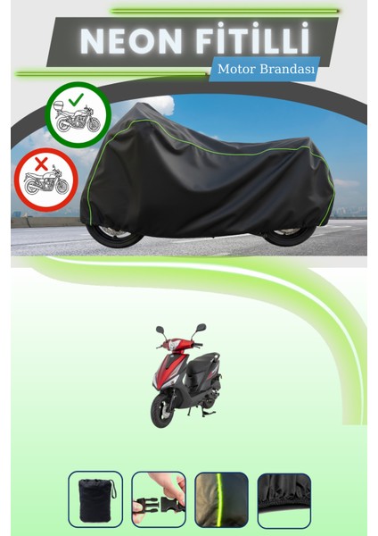 Siyah Arka Çanta Uyumlu Neon Fitilli Mondial 50 Loyal Uyumlu Motor Brandası